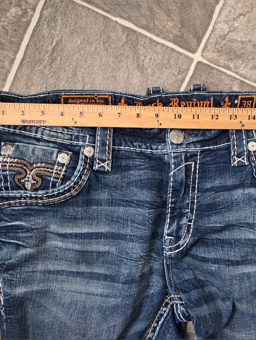 Rock Revival Jeans Slim Straight Tristan Men's Size 38x30 EUC